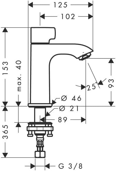 hansgrohe Metris Standventil, Auslauf Höhe 100mm, für Kaltwasser, ohne Ablaufgarnitur, Chrom Chrom A