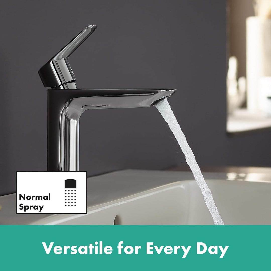 hansgrohe Logis Fine - Waschtischarmatur mit Push-Open Ablauf, Wasserhahn Bad mit Auslauf Höhe 110 m