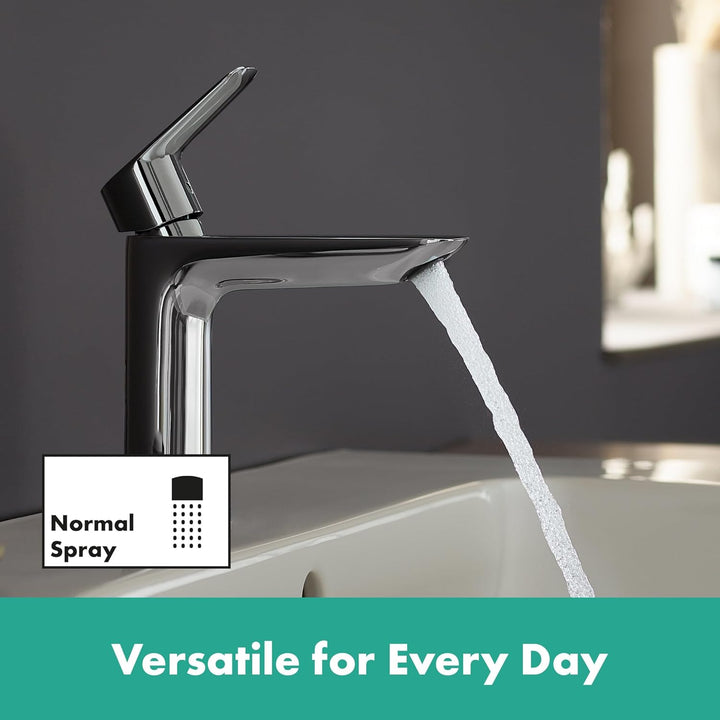 hansgrohe Logis Fine - Waschtischarmatur mit Push-Open Ablauf, Wasserhahn Bad mit Auslauf Höhe 110 m