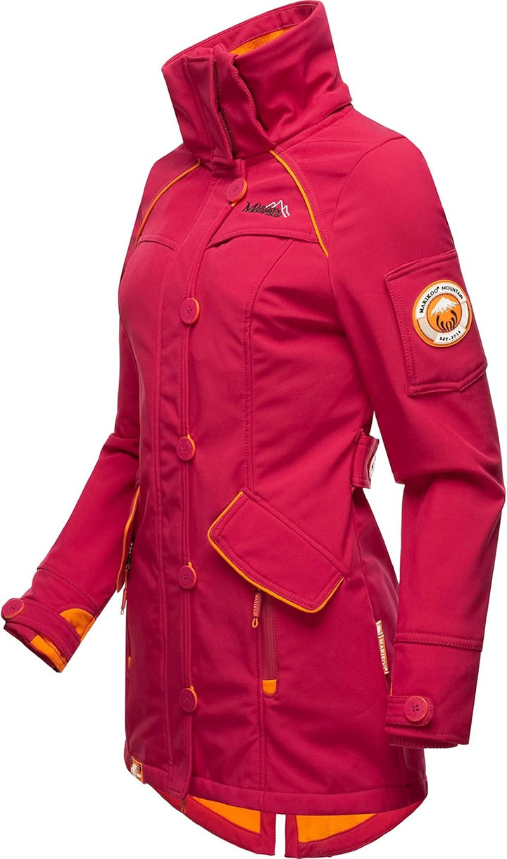 MARIKOO Damen Outdoor Parka Kurzmantel Outdoor Mantel wasserdicht mit Kapuze Soulinaa XS Fuchsia, XS