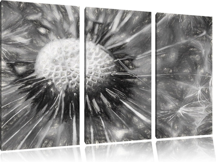 Pixxprint Pusteblume als Leinwandbild/Grösse: 3 Teilig (120x80) cm/Wandbild/Kunstdruck/fertig bespan