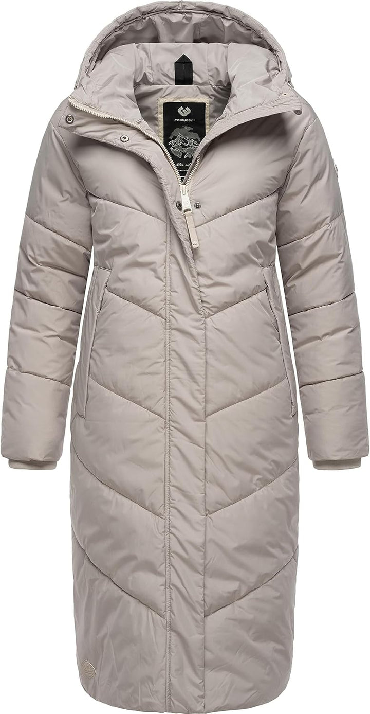 Ragwear Damen Winterjacke Langer Regenmantel Steppmantel wasserdicht warm gefüttert mit Kapuze Sumin