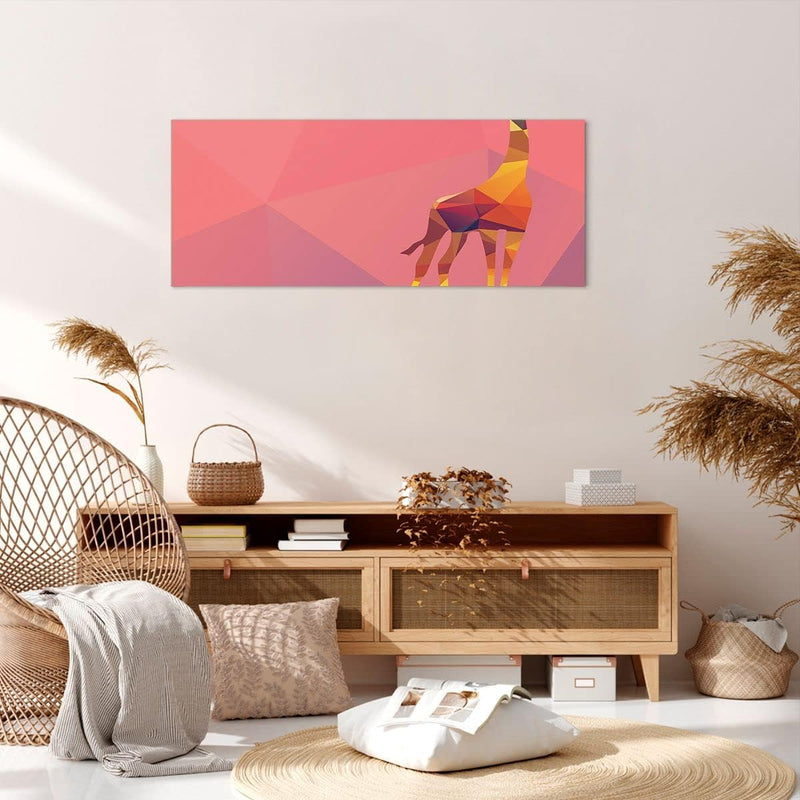 Wandbilder Dekoration Wohnzimmer Giraffe modern Grafik Panorama Bilder auf Leinwand 120x50cm Leinwan