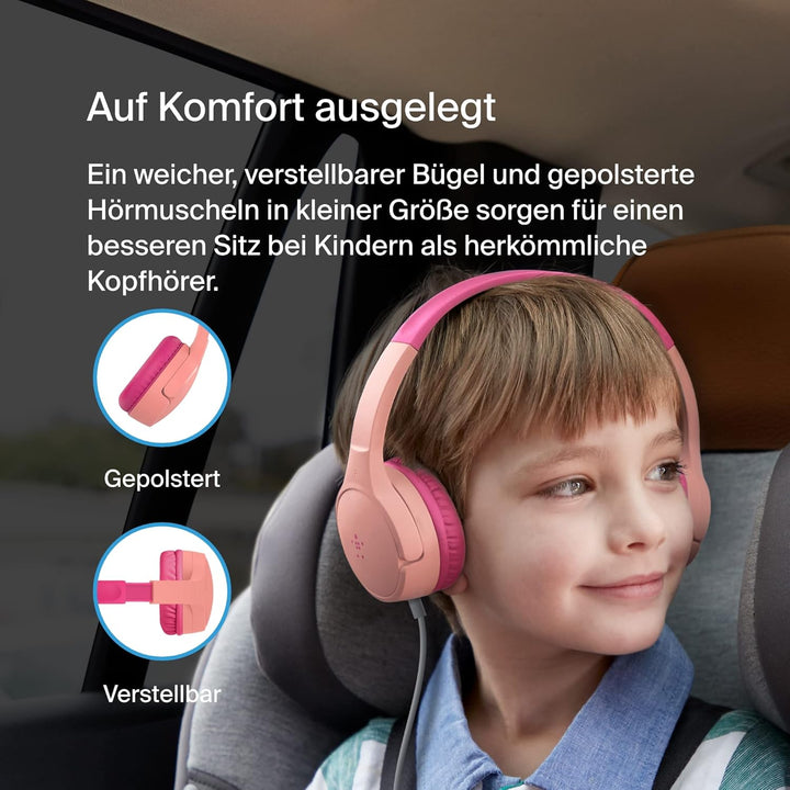 Belkin Sound Form Mini On-Ear-Kopfhörer mit Kabel für Kinder, Mit integriertem Mikrofon für die Schu