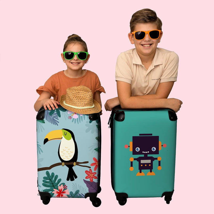 NoBoringSuitcases.com® Koffer Handgepäck Trolley Rollkoffer Kleine Reisekoffer mit 4 Rollen - Tukan