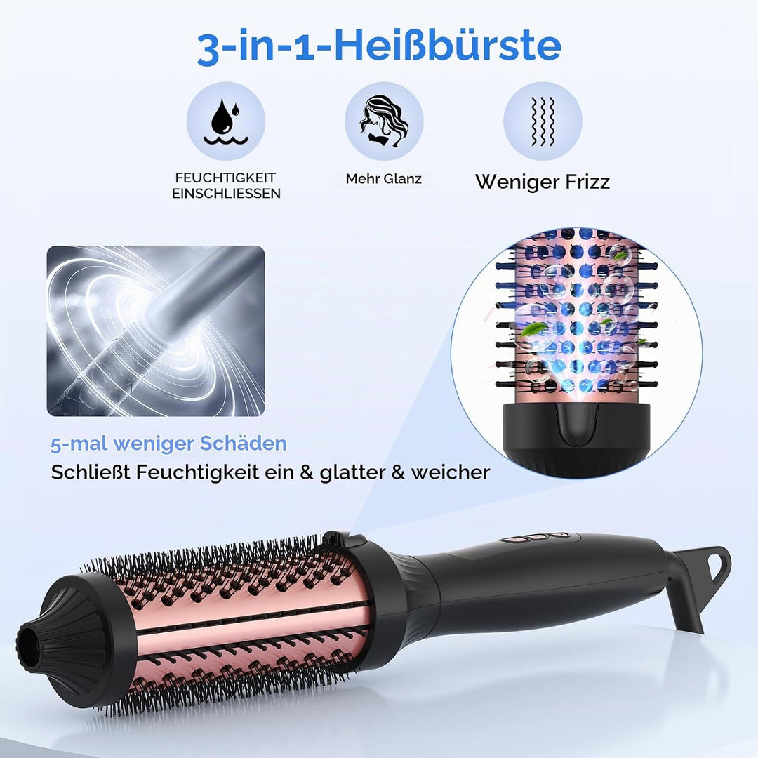 Thermal Brush, Wärmebürste Thermobürste 38mm, UKLISS Rundbürste LCD-Anzeige 120-210℃, Leichte Heat B
