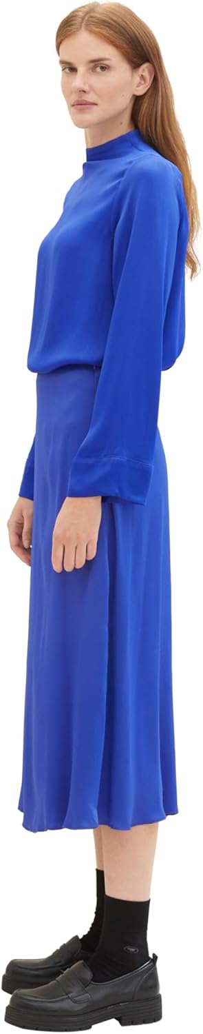 TOM TAILOR Damen Satin Midi Rock 38 25386 - Crest Blue, 38 25386 - Crest Blue