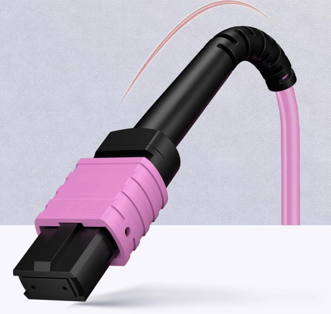 Elfcam® - 10m MPO-OM4 12-Faser Multimode-LWL-Kabel, B-Typ, Lila, MPO Female to MPO Female, Optimiert
