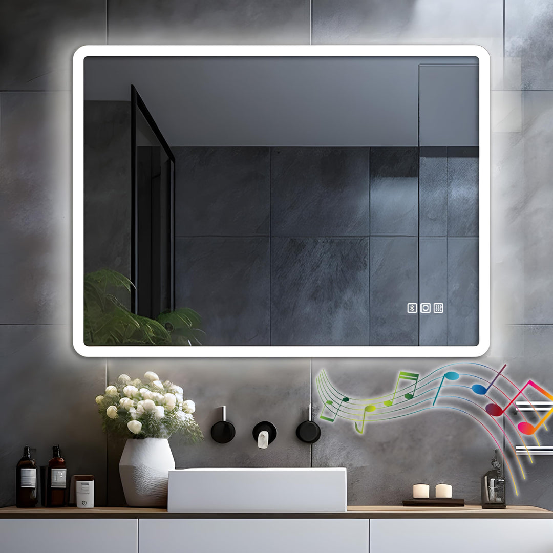 LISA LED Badspiegel mit Beleuchtung 80x60 cm, Bad Spiegel Gross badezimmerspiegel mit Steckdose und