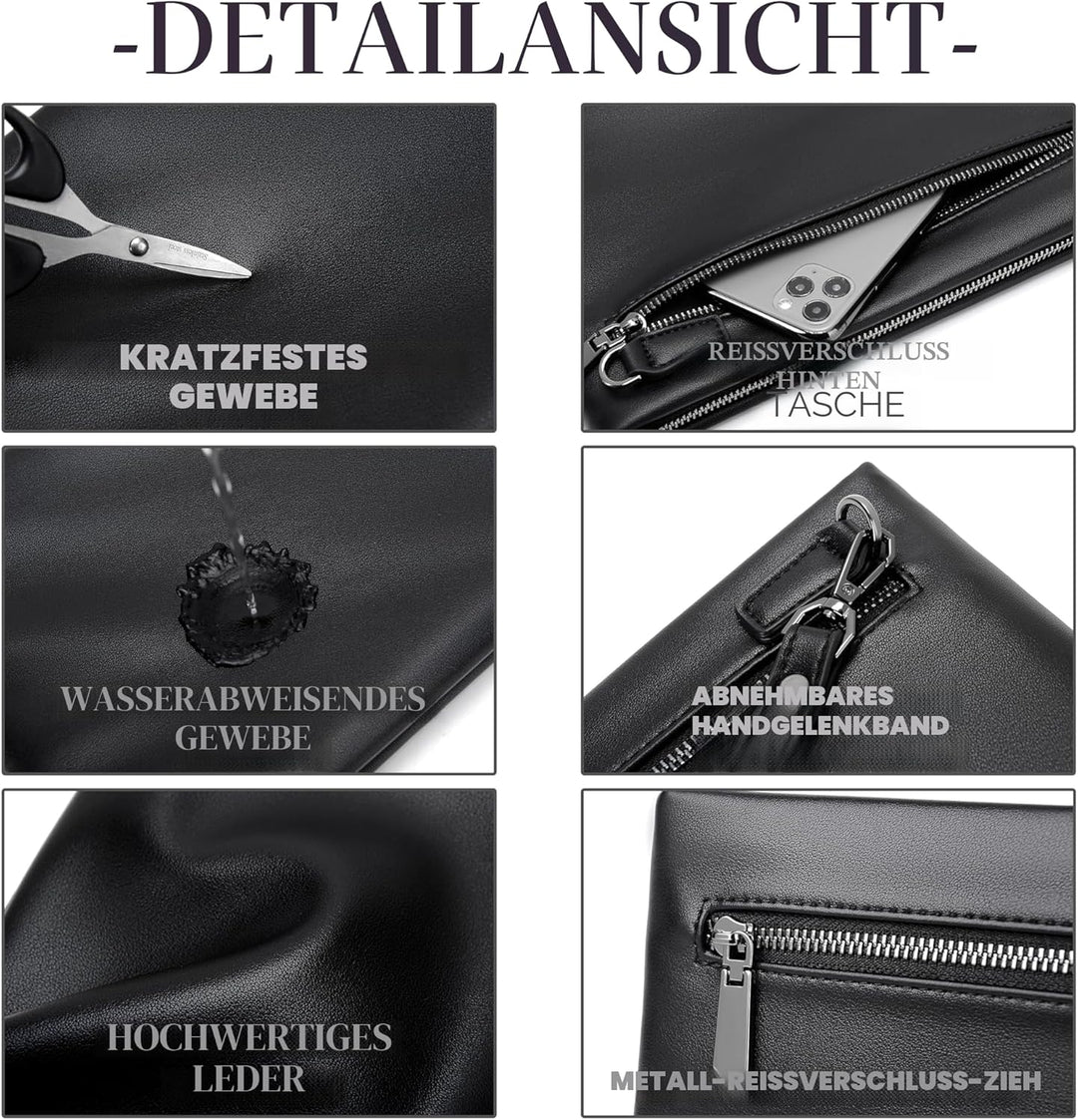 FSD.WG Herren Clutch Bag Handtasche Leder Reissverschluss Grosse Geldbörse Clutch Geldbörse mit Geld