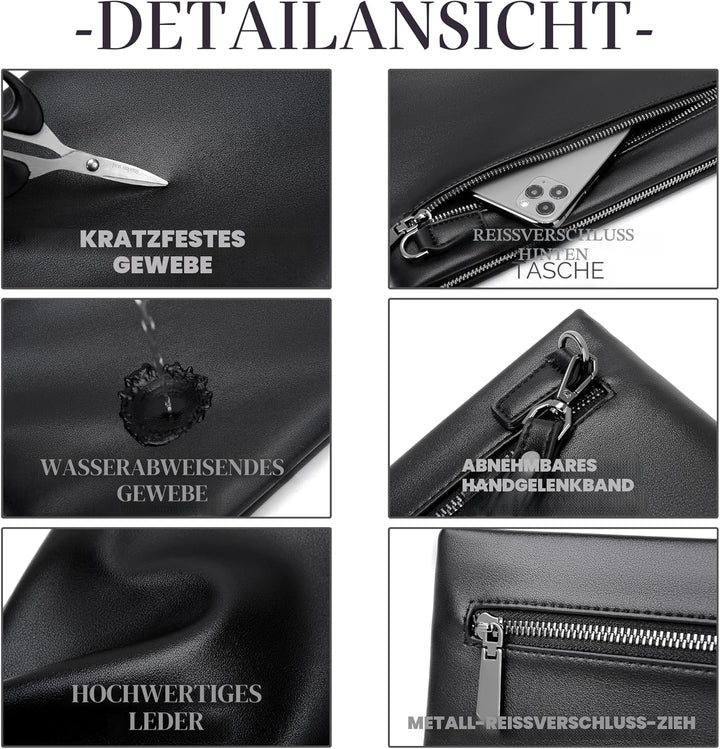 FSD.WG Herren Clutch Bag Handtasche Leder Reissverschluss Grosse Geldbörse Clutch Geldbörse mit Geld