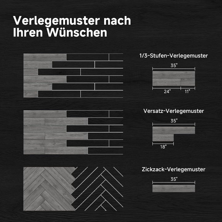 Vinylboden Selbstklebend, Holzoptik Wasserdicht Vinylboden, PVC Bodenbelag, 37 Dielen, für Küchen Es