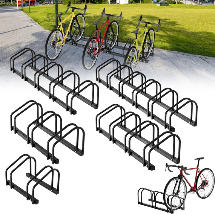 Fahrradständer Boden für 5 Fahrräder, 30cm Radabstand 35-55mm Reifenbreite rostfreier Stahl selbstsi