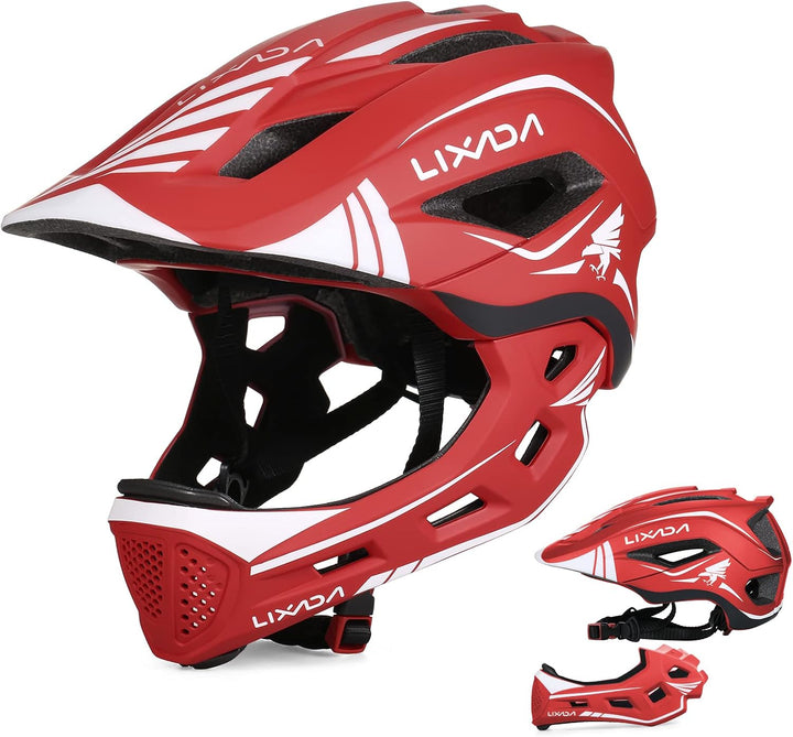 Lixada Fahrradhelm Kinder Helm Fullface Abnehmbar Unisex 52-58cm Children's Helmet 2-In-1 Integrated