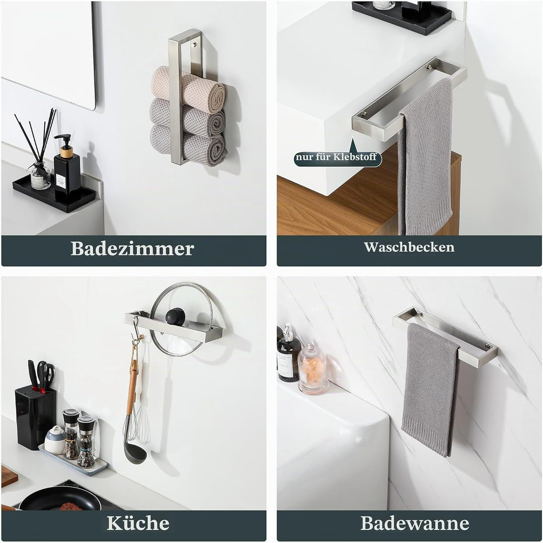 SAYAYO Handtuchhalter ohne Bohren Wand Bad Edelstahl Gebürstet 30CM | Handtuchstange Badezimmer Gäst