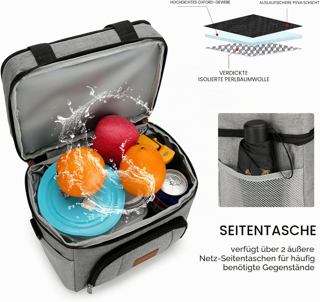 JANSBEN Kühltasche Klein Faltbar für 12 Dosen, Lunchtasche Isoliertasche mit 6 Fächern, Thermotasche