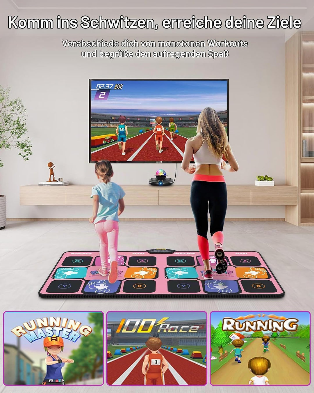 Interaktive Flanell-Tanzmatte mit Kamera für TV, rutschfeste Tanzmatte für Kinder Erwachsene Mädchen