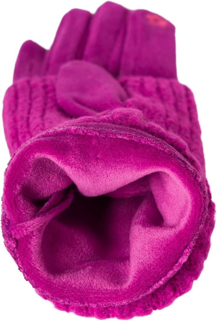 styleBREAKER Damen Touchscreen Stoff Handschuhe mit abnehmbaren Strick Stulpen, warme Fingerhandschu