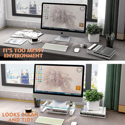 Computer-Monitor Ständer für Flachbildschirm LCD LED TV, Laptop/Xbox One, mit gehärtetem Glas und Me