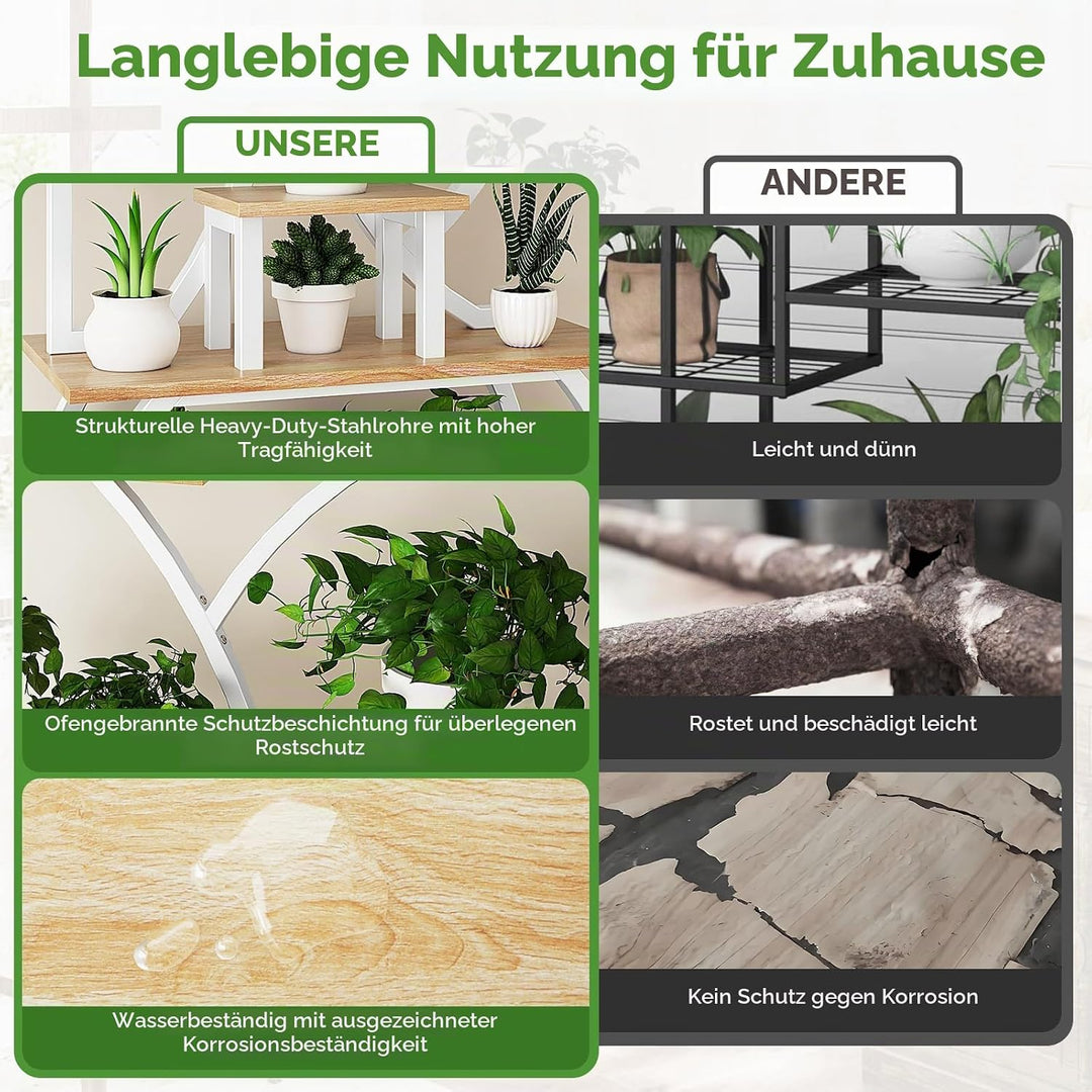 Bonnlo Blumenständer Pflanzenständer mit Licht, 10-stöckiges Pflanzenregal für Innenbereich, Pflanze