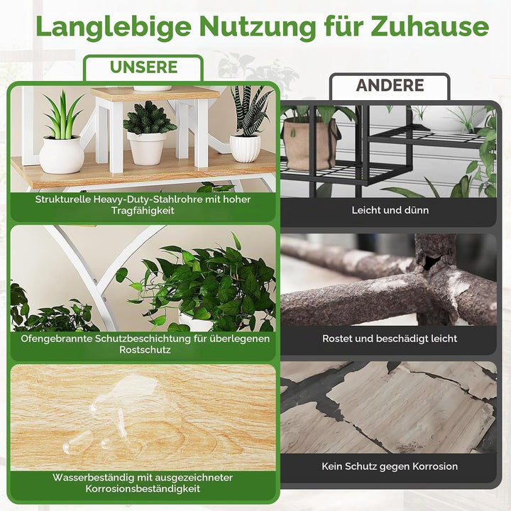 Bonnlo Blumenständer Pflanzenständer mit Licht, 10-stöckiges Pflanzenregal für Innenbereich, Pflanze