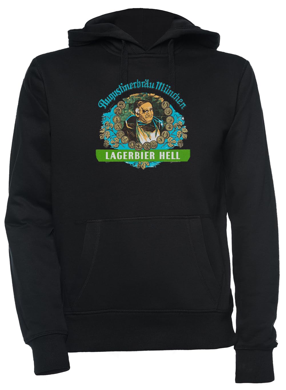 Luxogo Augustiner Munich Bee.Lagerbier Hell Unisex Schwarz Kapuzenpullover Herren Damen Unisex Black