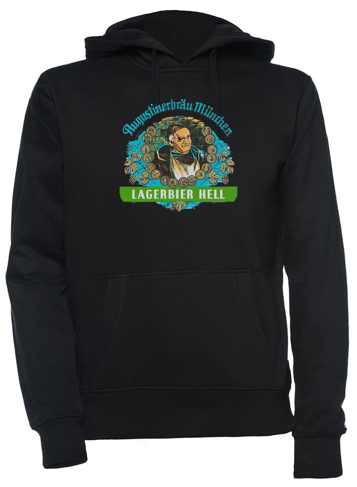 Luxogo Augustiner Munich Bee.Lagerbier Hell Unisex Schwarz Kapuzenpullover Herren Damen Unisex Black