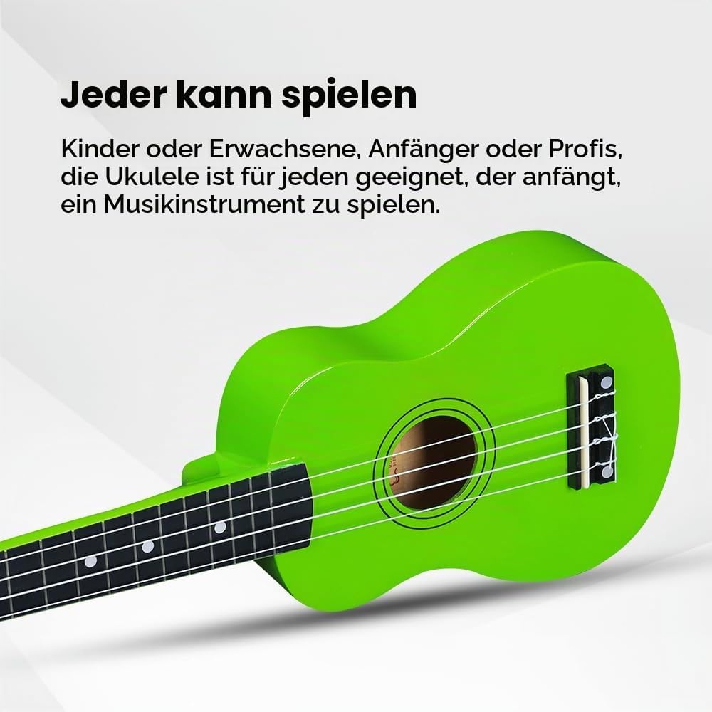 Winzz Sopran Ukulele Starter Kit für Anfänger mit Tasche, Clip-On Tuner, Zusätzlichen Saiten, Gurt,