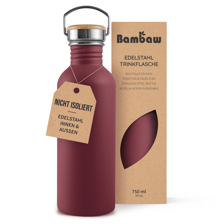 Bambaw 750ml Metallrot Sportflasche, Edelstahl, BPA-frei, Wiederverwendbar 750 ml Kirshrot, 750 ml K