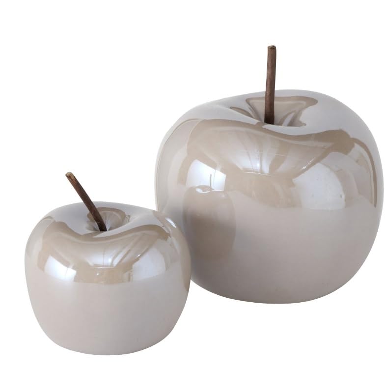 2 STK Deko Apfel grau hellgrau 12cm und 8cm Dekoapfel Obst b480 Früchte Äpfel Dekoobjekt Früchte Ker