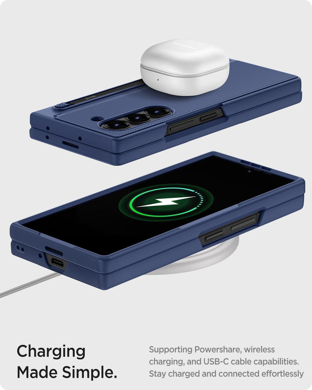 Miimall Kompatibel mit Samsung Galaxy Z Fold 5 Hülle mit S-Pen & Stifthalter, [Anti-SPY Displayschut