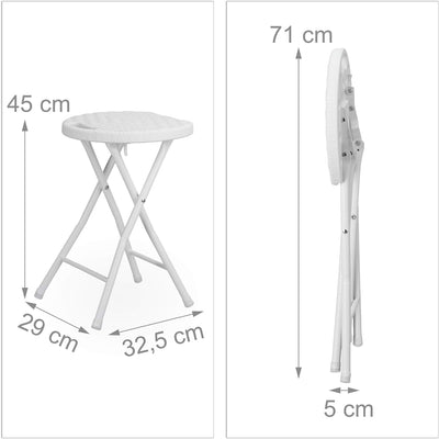 Relaxdays Klapphocker BASTIAN rund, 2 Stk. Faltbar, Kunststoff, Rattanoptik, Wetterfest HxBxT: 45 x