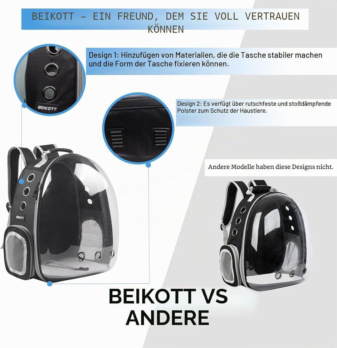 BEIKOTT Katzenrucksack Tragetasche, Hunderucksack, Haustier-Bubble-Rucksack für kleine Katzen, Welpe