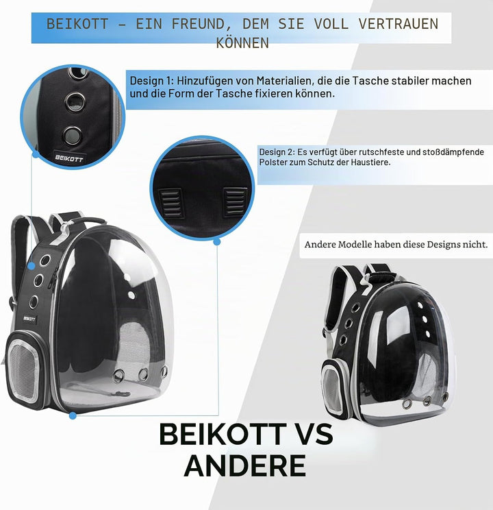 BEIKOTT Katzenrucksack Tragetasche, Hunderucksack, Haustier-Bubble-Rucksack für kleine Katzen, Welpe