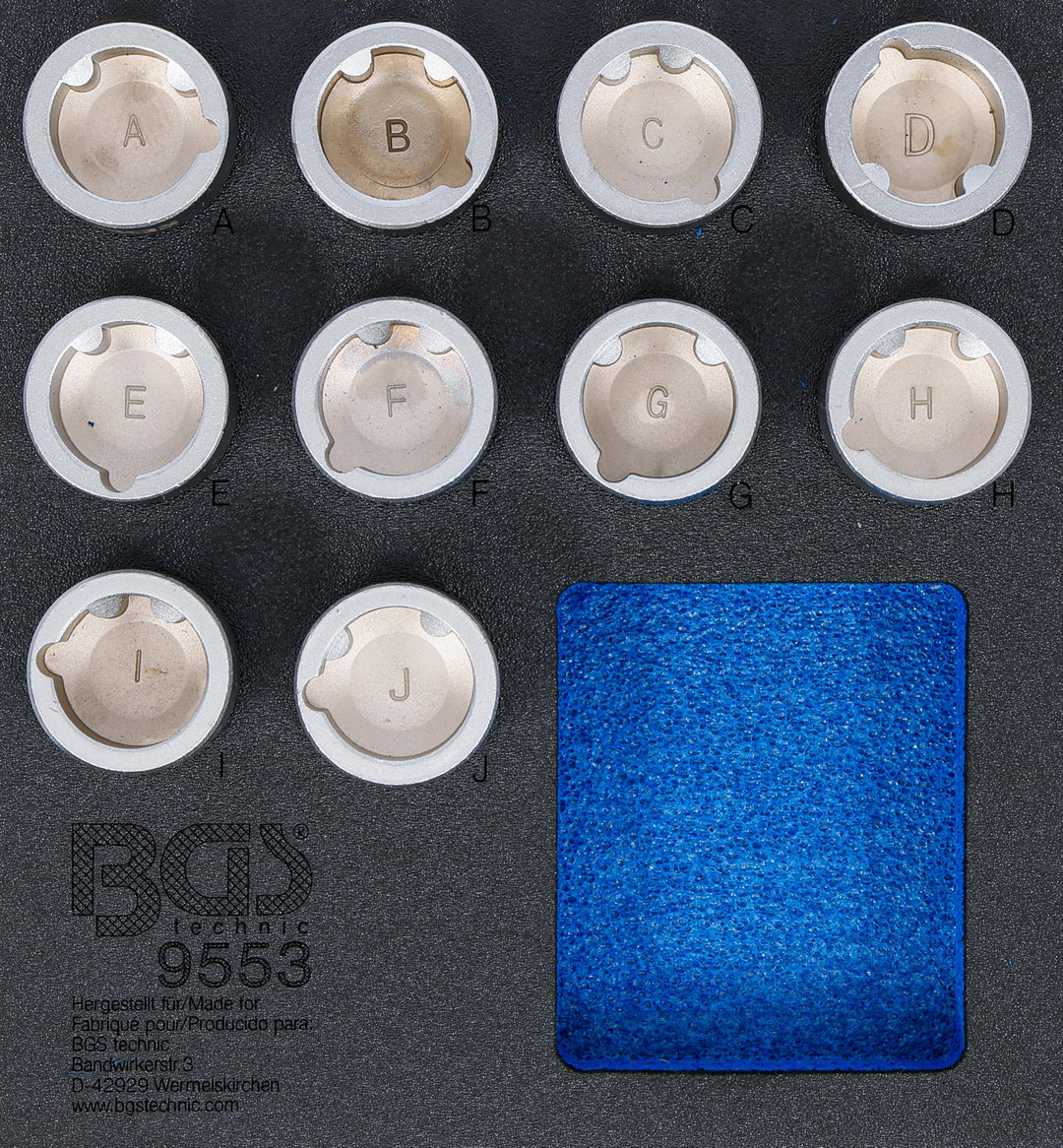 BGS 9553 | Werkstattwageneinlage 1/6: Felgenschloss-Werkzeug-Satz für Land Rover | 10-tlg. Land Rove