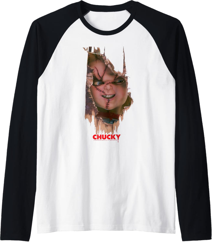 Child's Play Broken Door Here's Chucky Poster Raglan