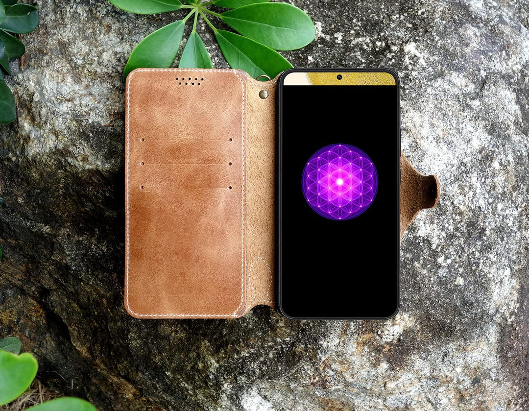 Yogurt Handyhülle für Samsung Galaxy S22+, Hülle Echtleder Case Ledertasche Lederhülle für Samsung S