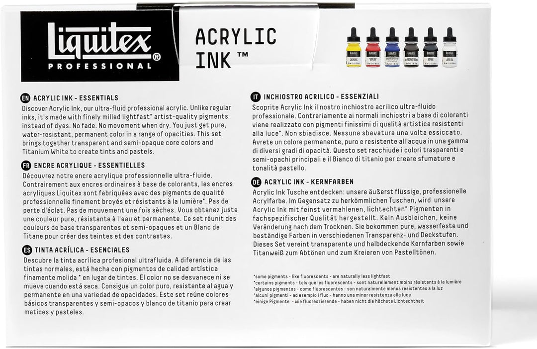 Liquitex 3699314 flüssige Professional Acrylfarben - Ink, Set - 6 Farben a 30 ml Tusche, basisfarben
