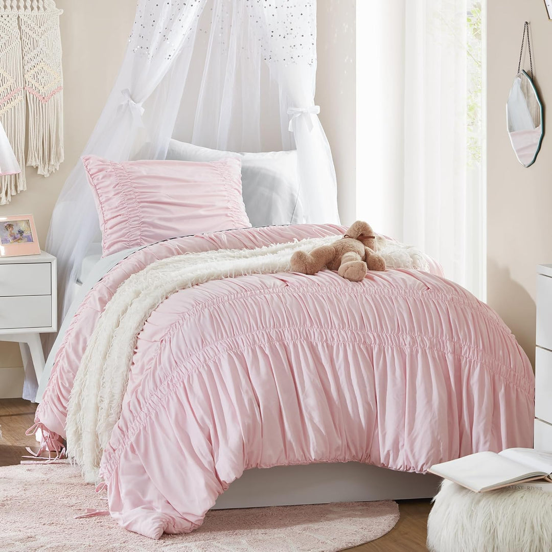 Sedefen Seersucker Bettwäsche 135x200 Rosa Mädchen Aesthetic clean Girl Bettwäsche Set Shabby Chic F