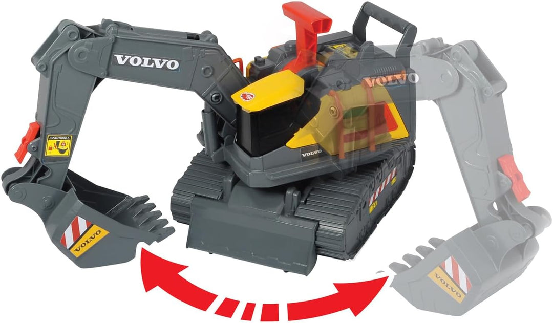 Dickie Toys 203725006 Volvo Spielzeug Bagger mit Gewichtserkennung, Spielzeugbagger erkennt 3 versch