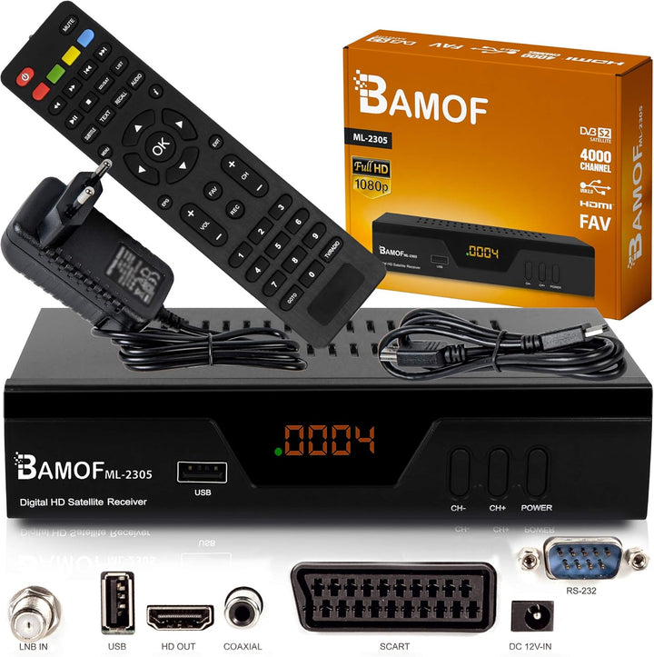 hd-line Bamof 2305 Digital Satelliten Sat Receiver - (HDTV, DVB-S/S2, HDMI, SCART, 2X USB 2.0, Full