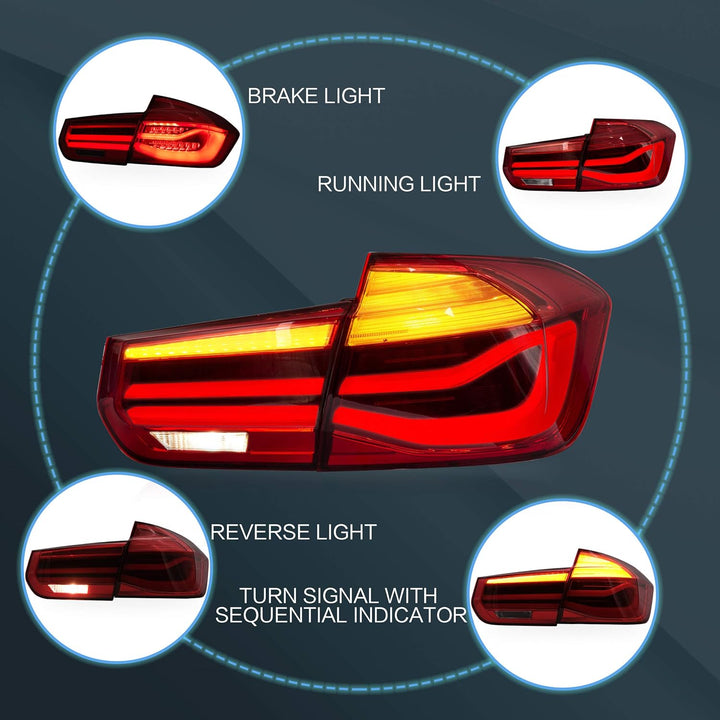 VLAND Rückleuchten Kompatibel mit BMW 3 Series F30 F35 F80 2012-2018 mit Blinker-Sequenzanzeige Rück