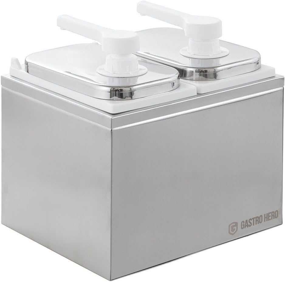 GastroHero Saucenspender 2x 2 Liter – Dosierpumpe PP für Saucen, Ketchup, Mayonnaise, Dressings &amp; Fl