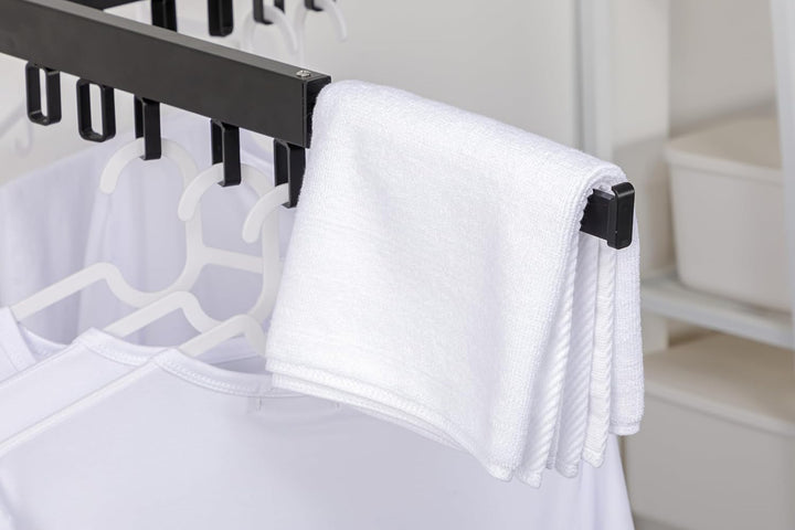 AVOID Wäscheständer Wand Schwarz – Klappbarer Wandtrockner mit 15 Haken – Ausziehbarer Wäschetrockne