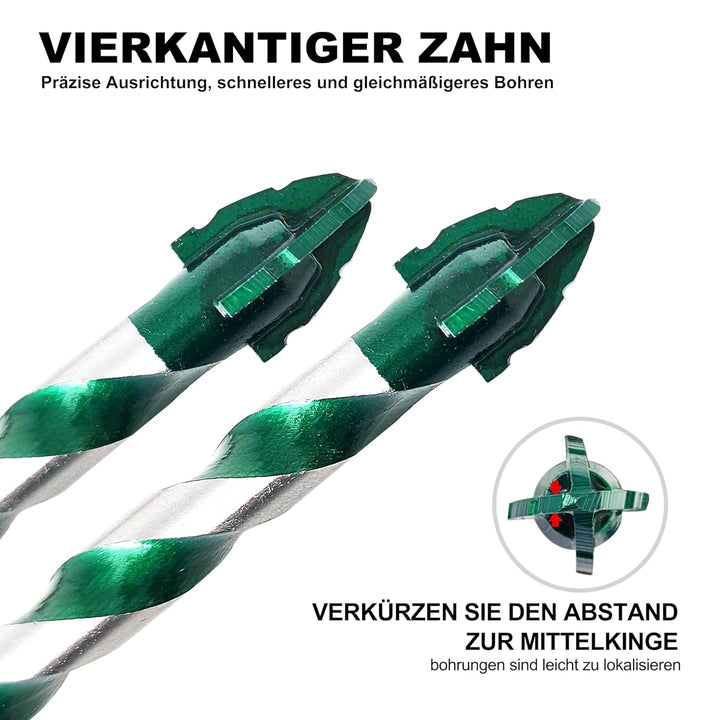 Sägezahnung Fliesenbohrer Exzenterbohrer-Set 10 tlg, Glasbohrer Set mit Kobalt，Keramikbohrer für Fli