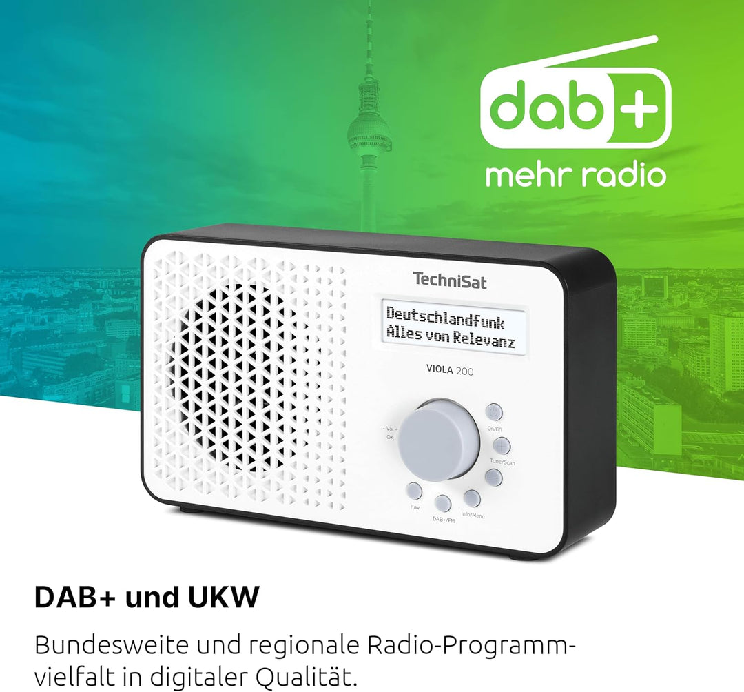 TechniSat Viola 200 - tragbares DAB+/UKW-Radio (mit LCD-Display, Teleskopantenne, Favoritenspeicher,