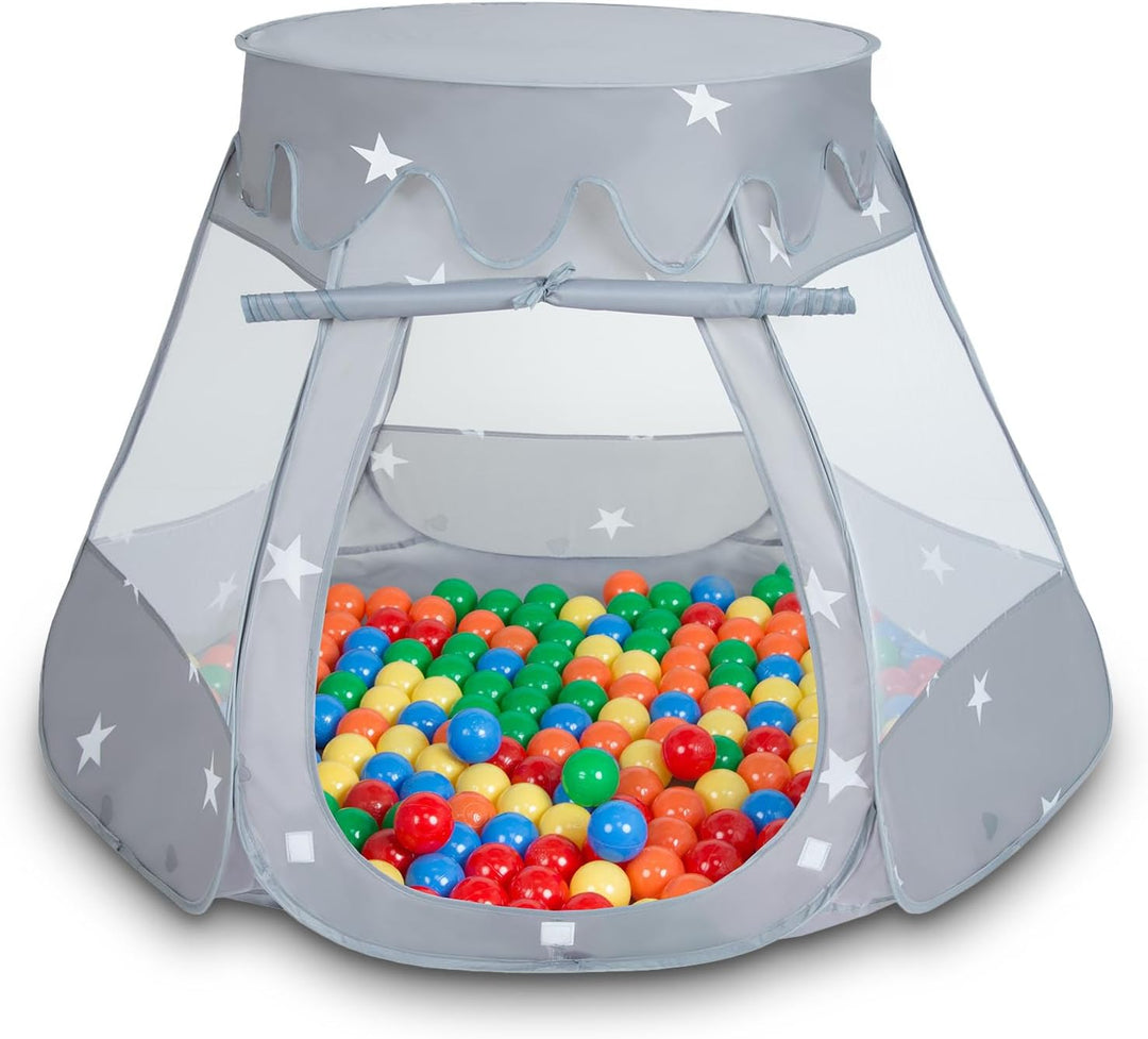 Selonis Baby Spielzelt Mit Plastikbällen Zelt 105X90cm/100 Bälle Plastikkugel Kinder, Grau:Gelb-Grün