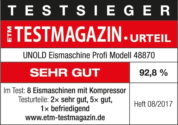 Unold 48970 Eismaschine Profi inkl. Eisbuch mit 101 Rezepten | Speiseeisbereiter 2.0 L, Edelstahl, v