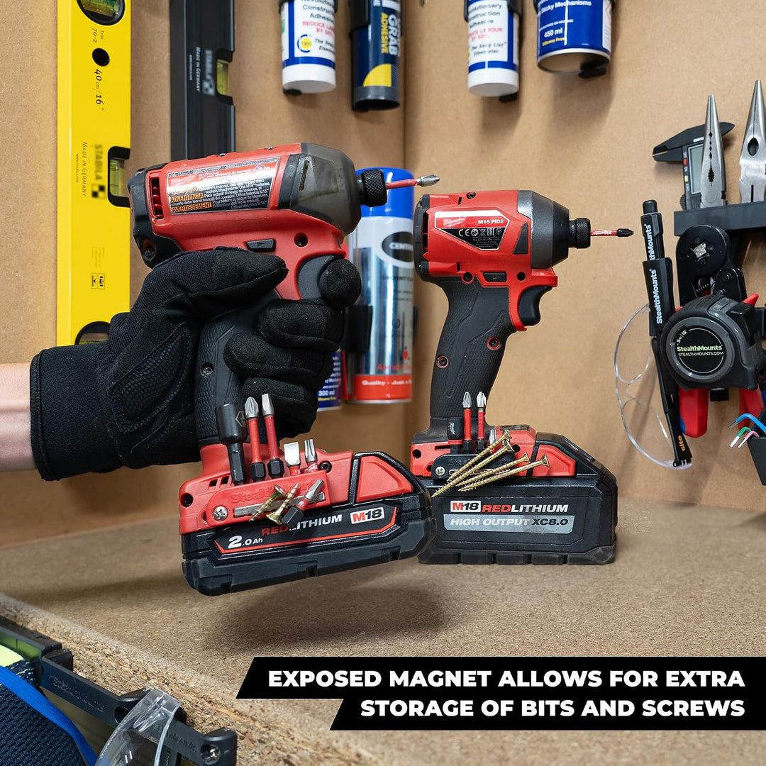 StealthMounts Rot Milwaukee M18 magnetischer Bit-Halter | Bit Organizer für Bohrer | Idealer Bit-Hal