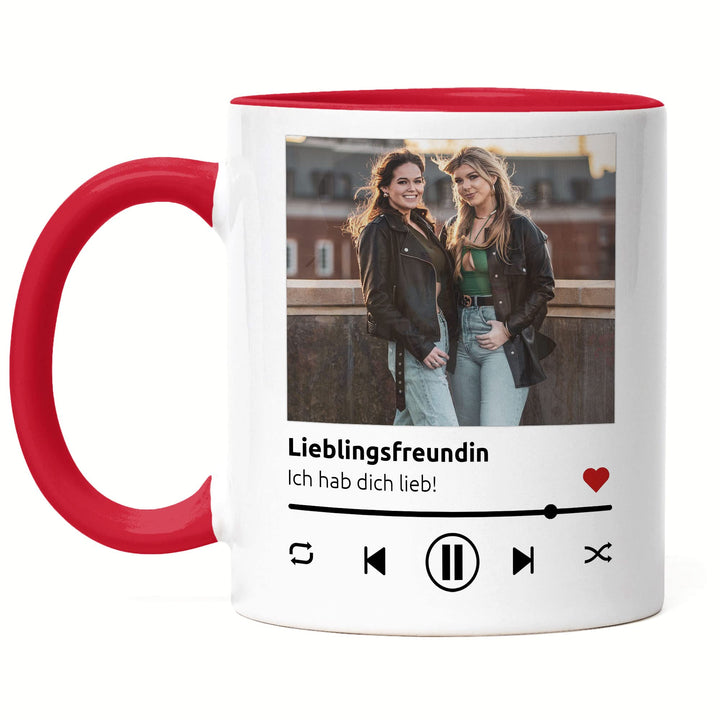 Kiddle-Design Song Cover Tasse Rot Foto Playlist Musikbild Personalisiertes Geschenk Bild im Spotify
